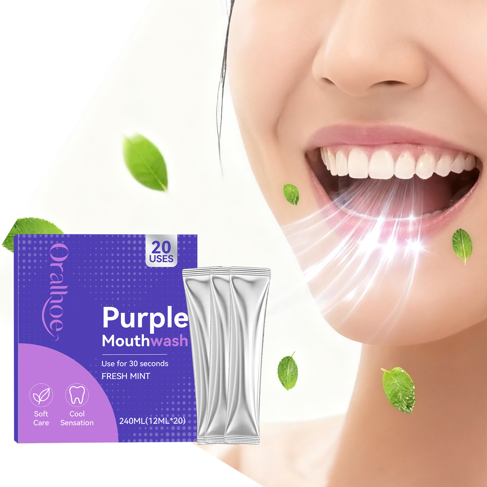 20 stuks paarse mondspoelmidde - Teeth Whitening Mouthwash recensie en prijs