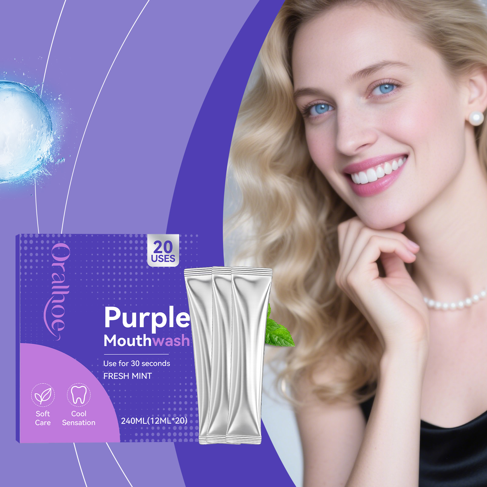 20 stuks paarse mondspoelmidde - Teeth Whitening Mouthwash recensie en prijs